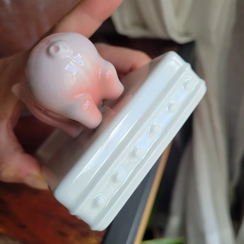 Authentic Nora Fleming Soap Dish Pearl Dot Ivory Pig Retired Made in China RARE